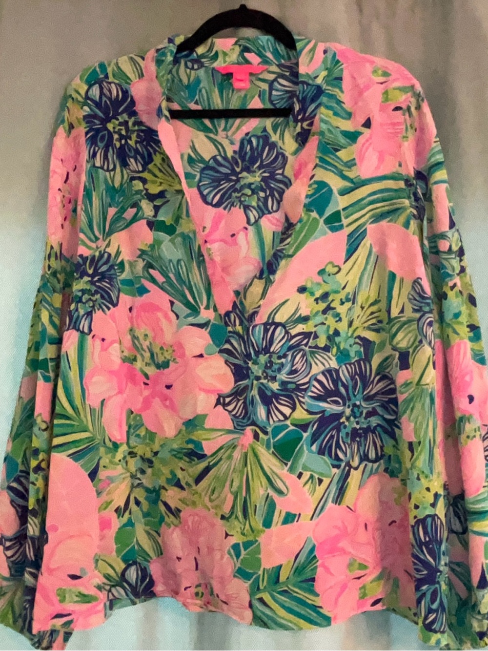 Lilly Pulitzer Floral V-Neck Women’s Top - Pink & Green